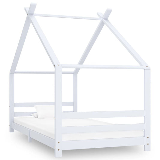 Vidaxl Estructura De Cama Infantil Madera Maciza Pino Blanco 90x200 Cm_0