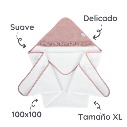 Maxicapa De Baño Para Bebés Cotton Color Rosa_3