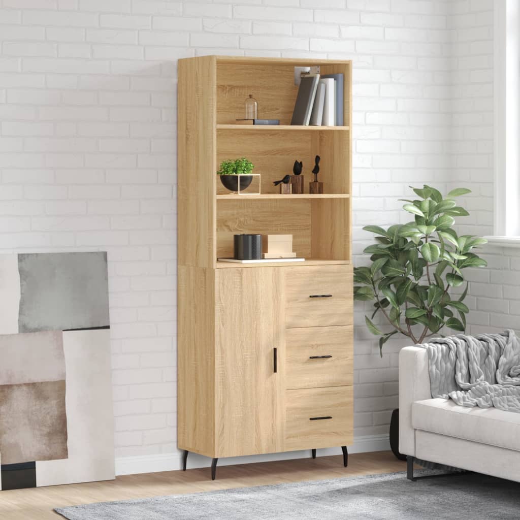 Aparador Alto Madera Contrachapada Color Roble 69,5x34x180 Cm_0