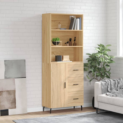 Aparador Alto Madera Contrachapada Color Roble 69,5x34x180 Cm_0