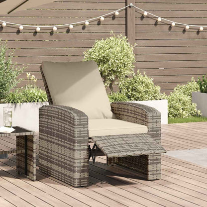 Vidaxl Sillón Reclinable Jardín Y Cojines Ratán Sintético Marrón Claro_1