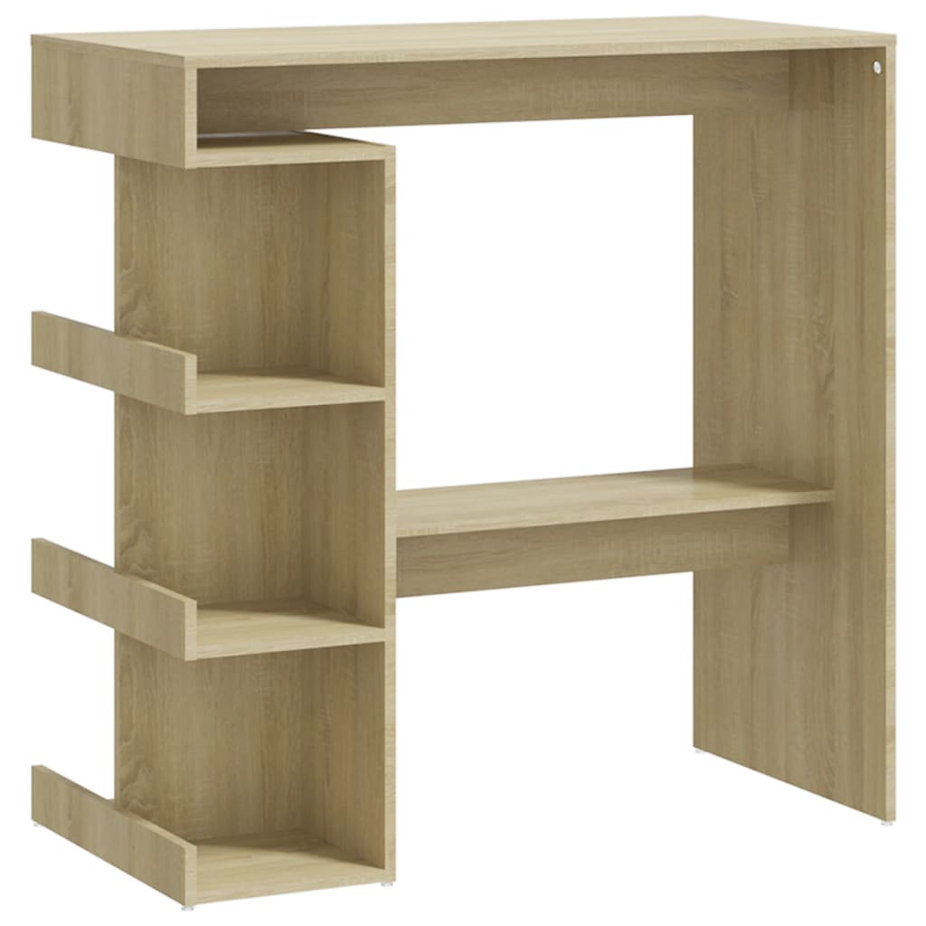 Mesa Bar Estante Almacenaje Contrachapada Roble 100x50x101,5 Cm_0