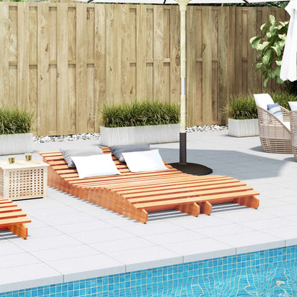 Tumbonas Madera Maciza De Pino Marrón 2 Uds 205x60x31,5 Cm / Vetonek_5