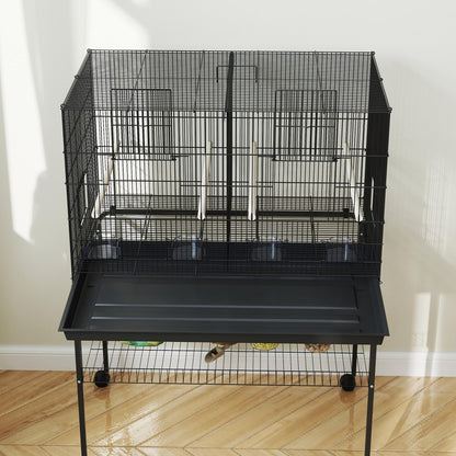 Pawhut Jaula Para Pájaros Con Divisor Ruedas Para Mascota Aves Loros Canarios_1