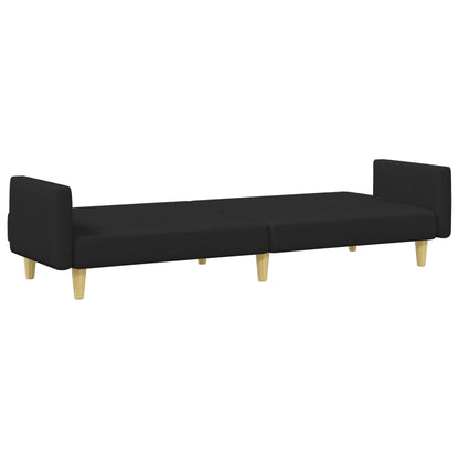 Sofá Cama De 2 Plazas Con Taburete Tela Negro / Vetonek_3