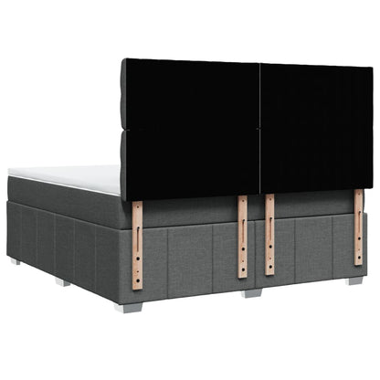 Cama Box Spring Con Colchón Tela Gris Oscuro 180x200 Cm / Vetonek_1