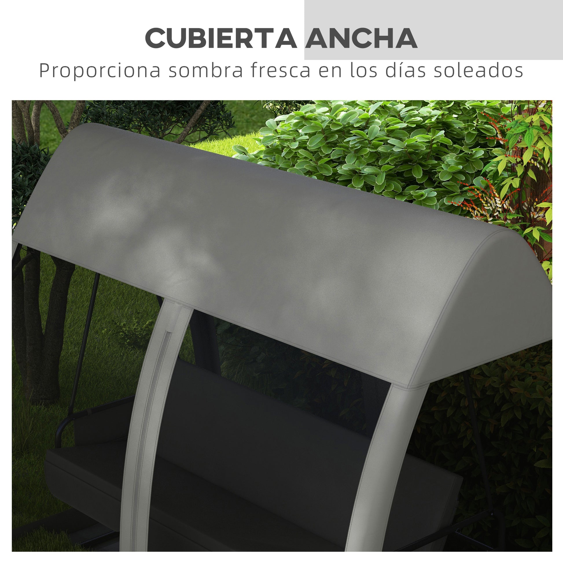 Outsunny Balancín De Jardín De 3 Plazas Convertible En Cama 240x140x197cm Gris_5