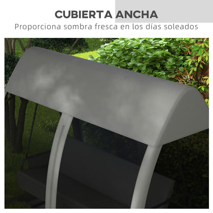 Outsunny Balancín De Jardín De 3 Plazas Convertible En Cama 240x140x197cm Gris_5
