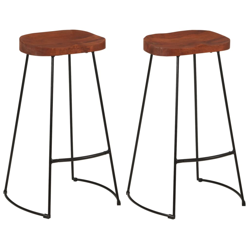 Taburetes De Bar Gavin 2 Uds Madera Mango Maciza 50x40x78 Cm_0