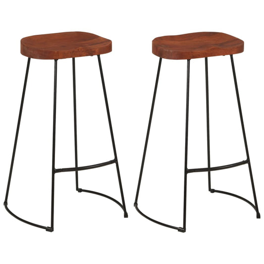 Taburetes De Bar Gavin 2 Uds Madera Mango Maciza 50x40x78 Cm_0