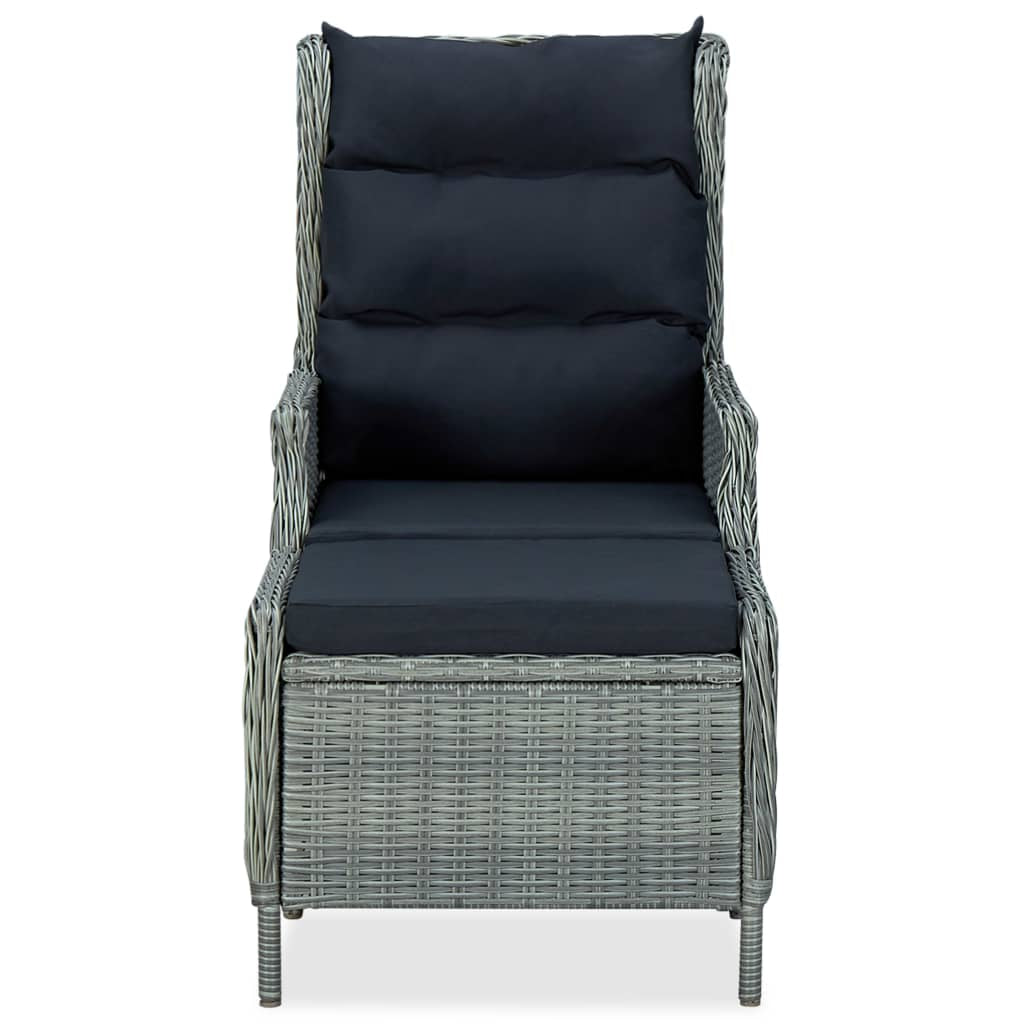 Vidaxl Sillón Reclinable De Jardín Con Reposapiés Ratán Pe Gris Claro_1