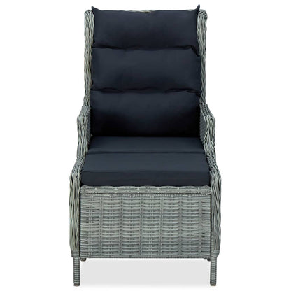 Vidaxl Sillón Reclinable De Jardín Con Reposapiés Ratán Pe Gris Claro_1