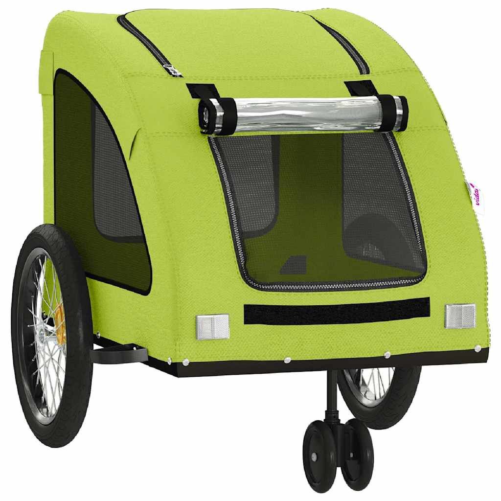 Vidaxl Remolque De Bicicleta Mascotas Hierro Tela Oxford Verde_4
