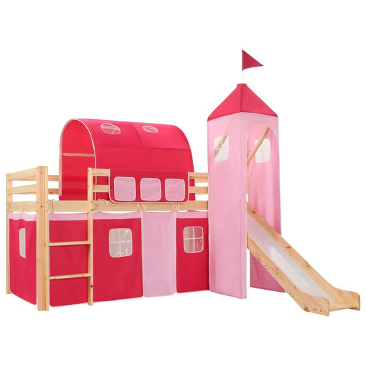 Vidaxl Cama Alta Para Niños Tobogán Y Escalera Madera Pino 208x230 Cm_0