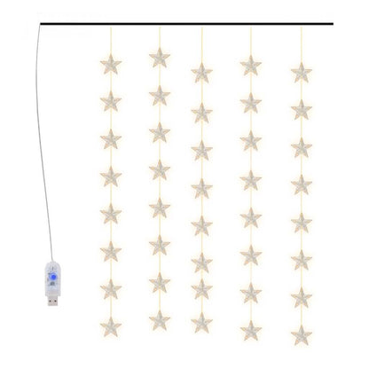 Vidaxl Cortina De Luces Estrellas 200 Leds Blanco Cálido 8 Funciones_0
