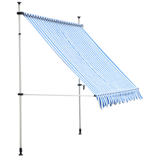 Outsunny Toldo En La Pared Regulable En Altura 197x250x200/300cm Azul Y Blanco_0