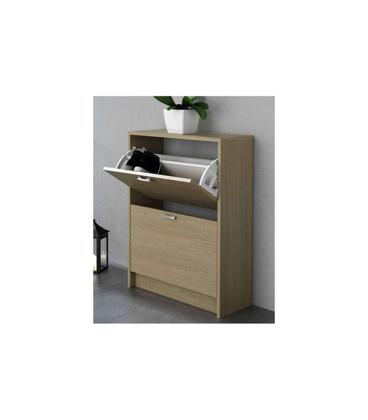 Mueble Zapatero Manila Con 2 Trampones En Roble. 60 Cm(ancho) 81.6 Cm(altura) 25 Cm(fondo)_0