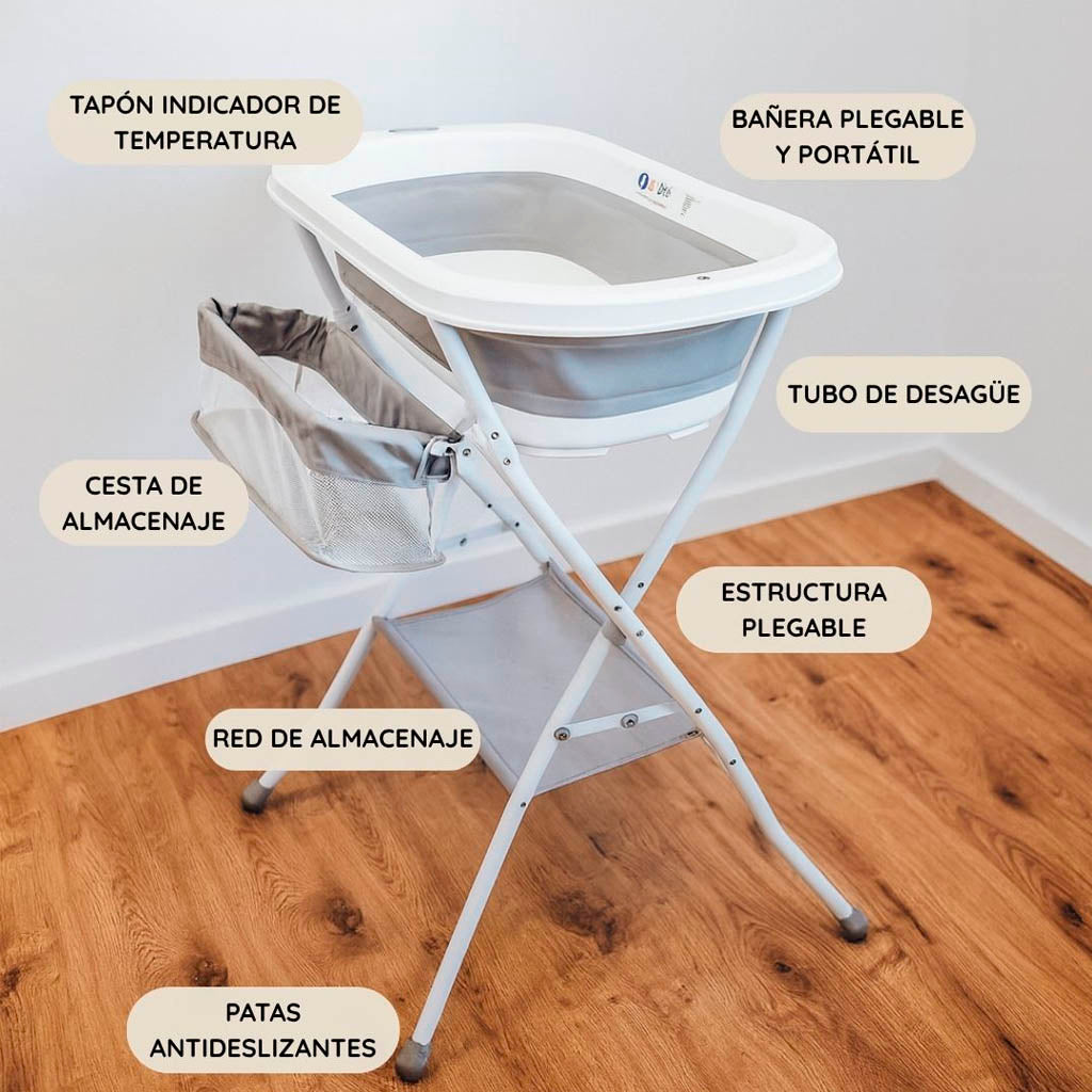 Bathby | Bañera Plegable De Bebé Con Soporte Antideslizante, Tubo De Desagüe, Cesta Y Organizador | Segura Y Ligera_2