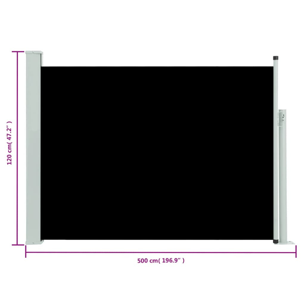 Vidaxl Toldo Lateral Retráctil Para Patio Negro 117x500 Cm_2