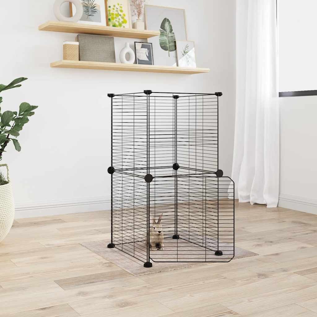 Vidaxl Jaula Para Mascotas De 8 Paneles Con Puerta Acero Negro 35x35cm_1