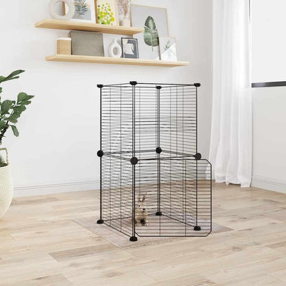 Vidaxl Jaula Para Mascotas De 8 Paneles Con Puerta Acero Negro 35x35cm_1