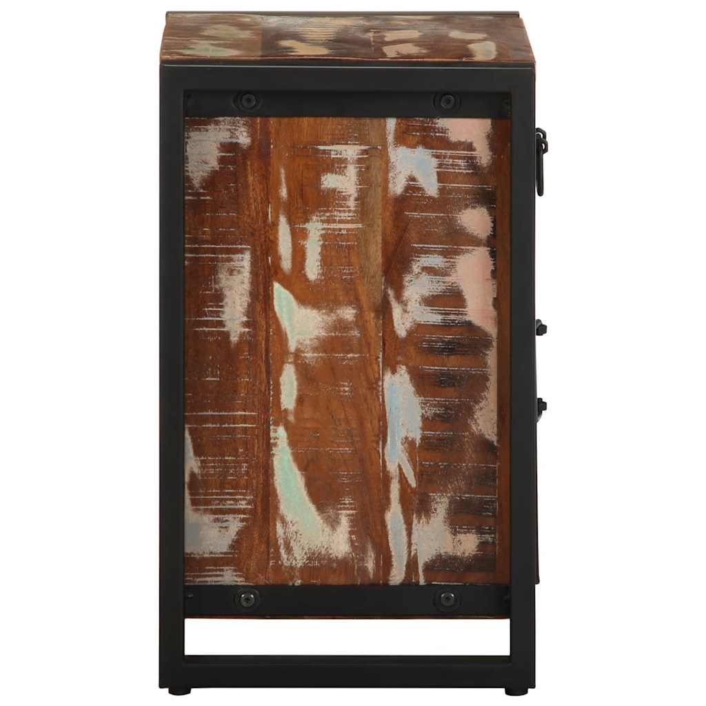 Mesitas De Noche 2 Uds Multicolor Madera Maciza Rugosa Mango_3