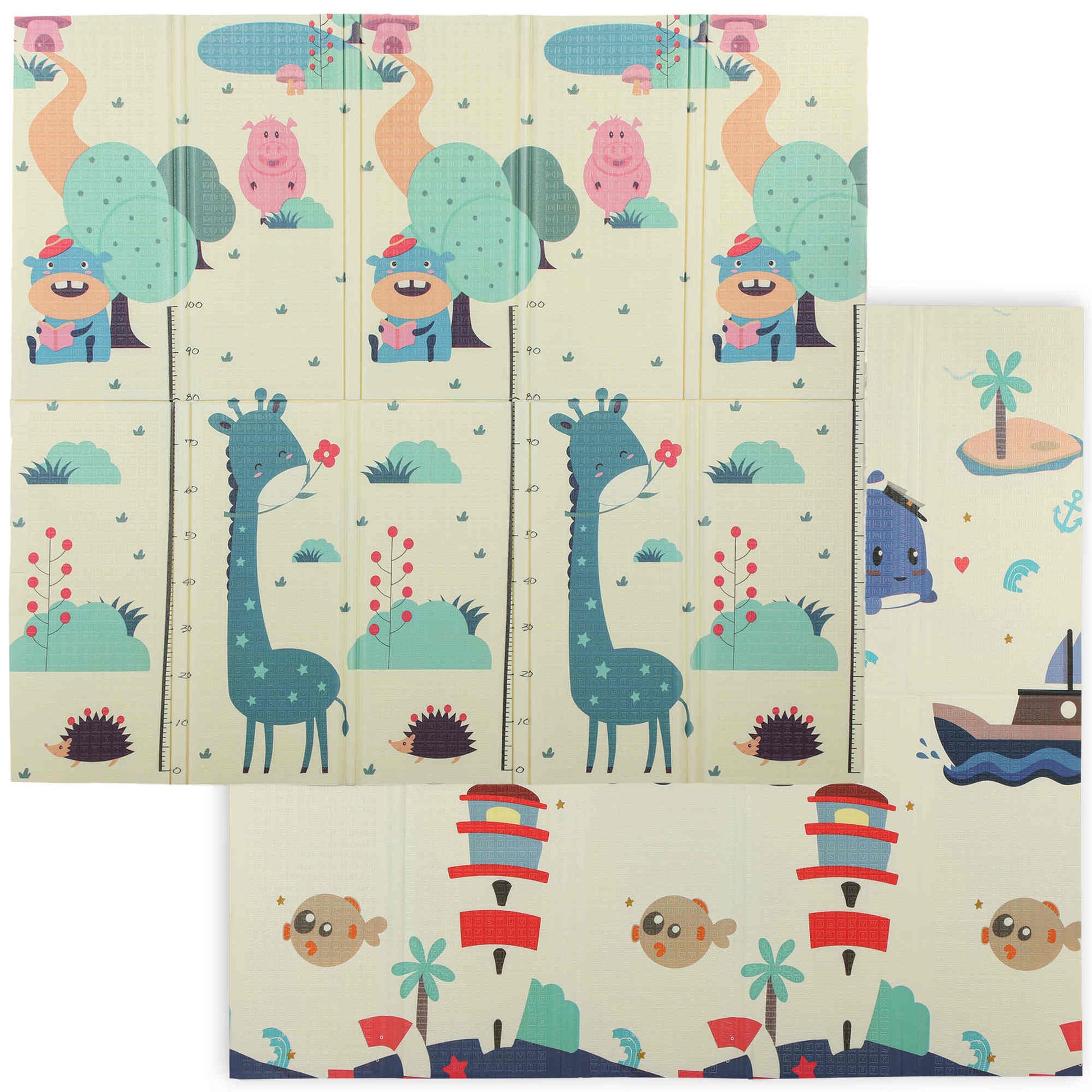Aiyaplay Alfombra Bebé Acolchada Plegable Reversible 196x176x1,5 Cm Multicolor_0