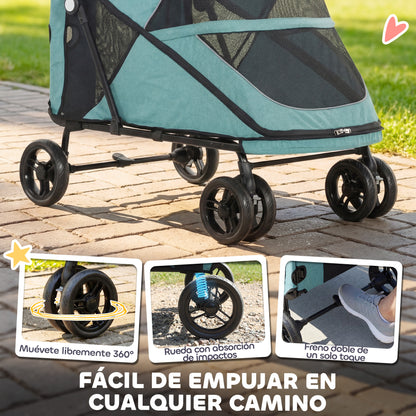 Pawhut Carrito Para Perros Y Gatos Grande Plegable Con Un Botón Hasta 30 Kg_4