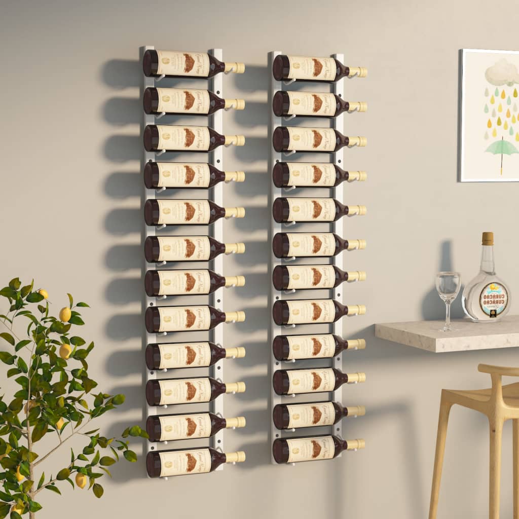 Botellero De Pared Para 12 Botellas 2 Unidades Hierro Blanco_0