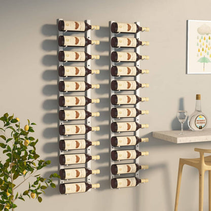 Botellero De Pared Para 12 Botellas 2 Unidades Hierro Blanco_0