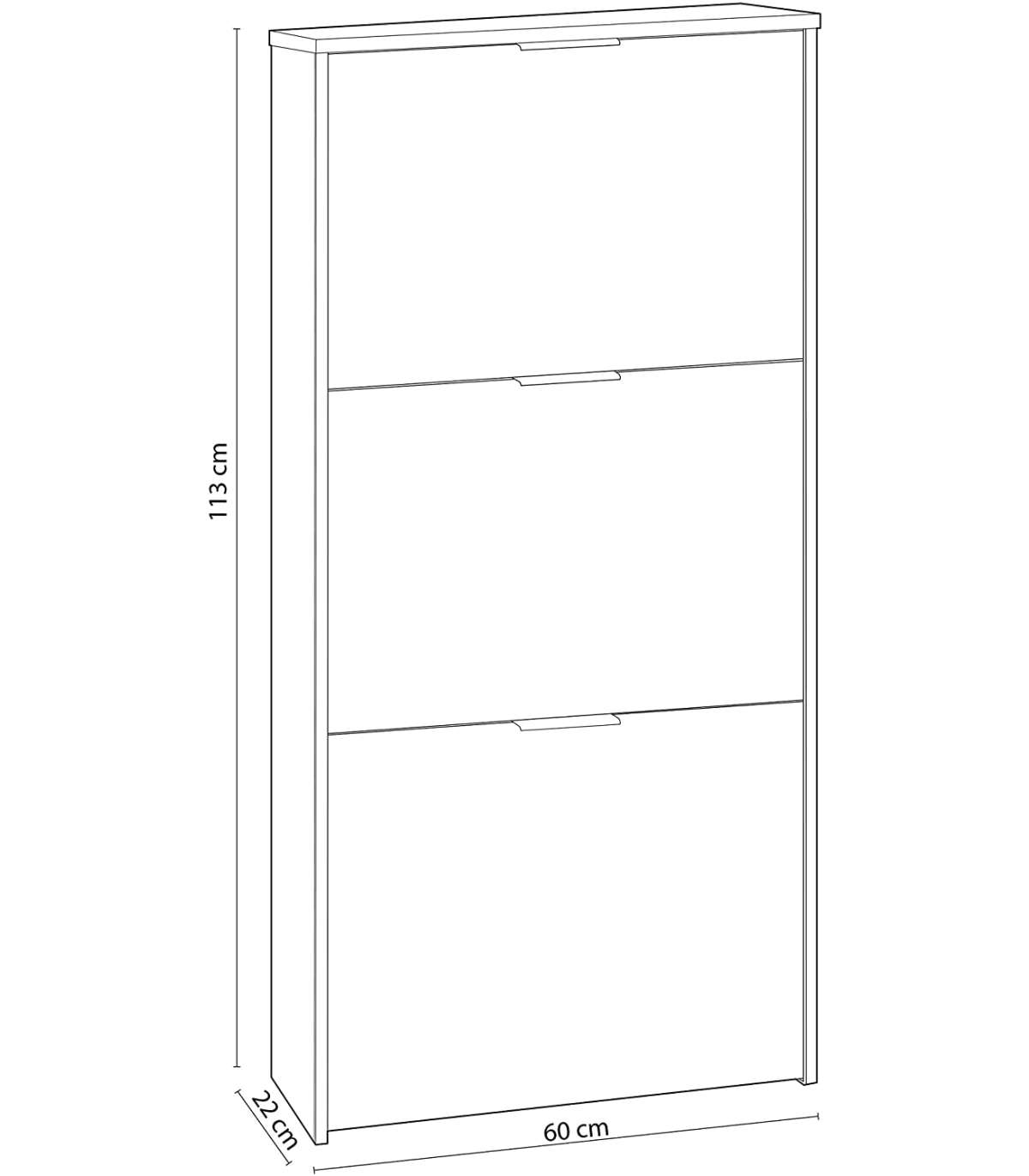 Mueble Zapatero 3 Trampones Almanzora Acabado Blanco, 60 Cm(ancho) 113 Cm(altura) 22 Cm(fo_3