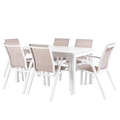 Conjunto De Mesas Y Sillas De Exterior, Extensible 152 A 210 Cm, Blanco_0