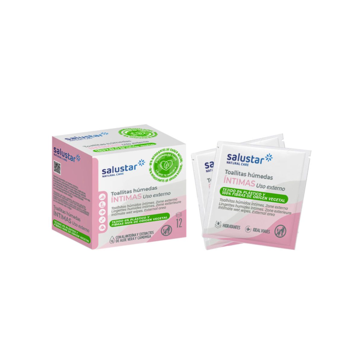 Toallitas húmedas para la higiene íntima hidrantes, Salustar, Monod 12 uds