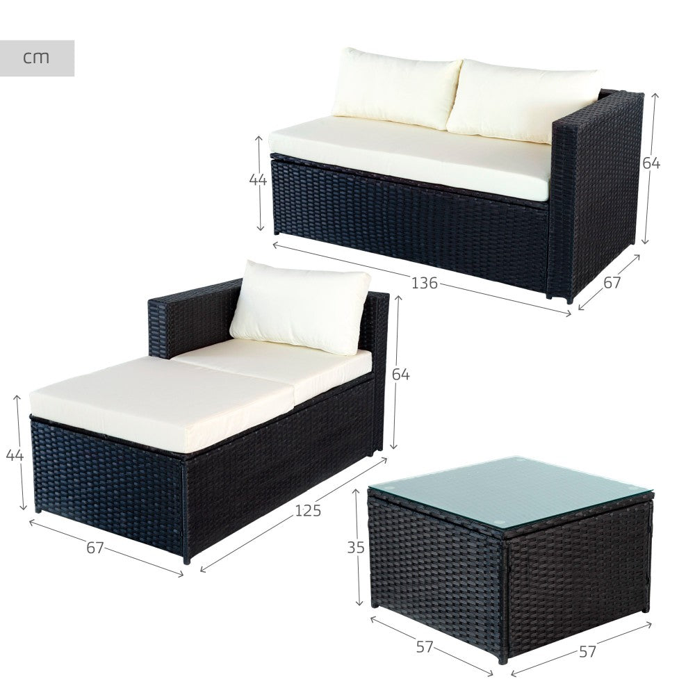 Conjunto Muebles Terraza Y Jardín Ratán C/sofá Chaise Longue Modular Y Mesa Aktive_3