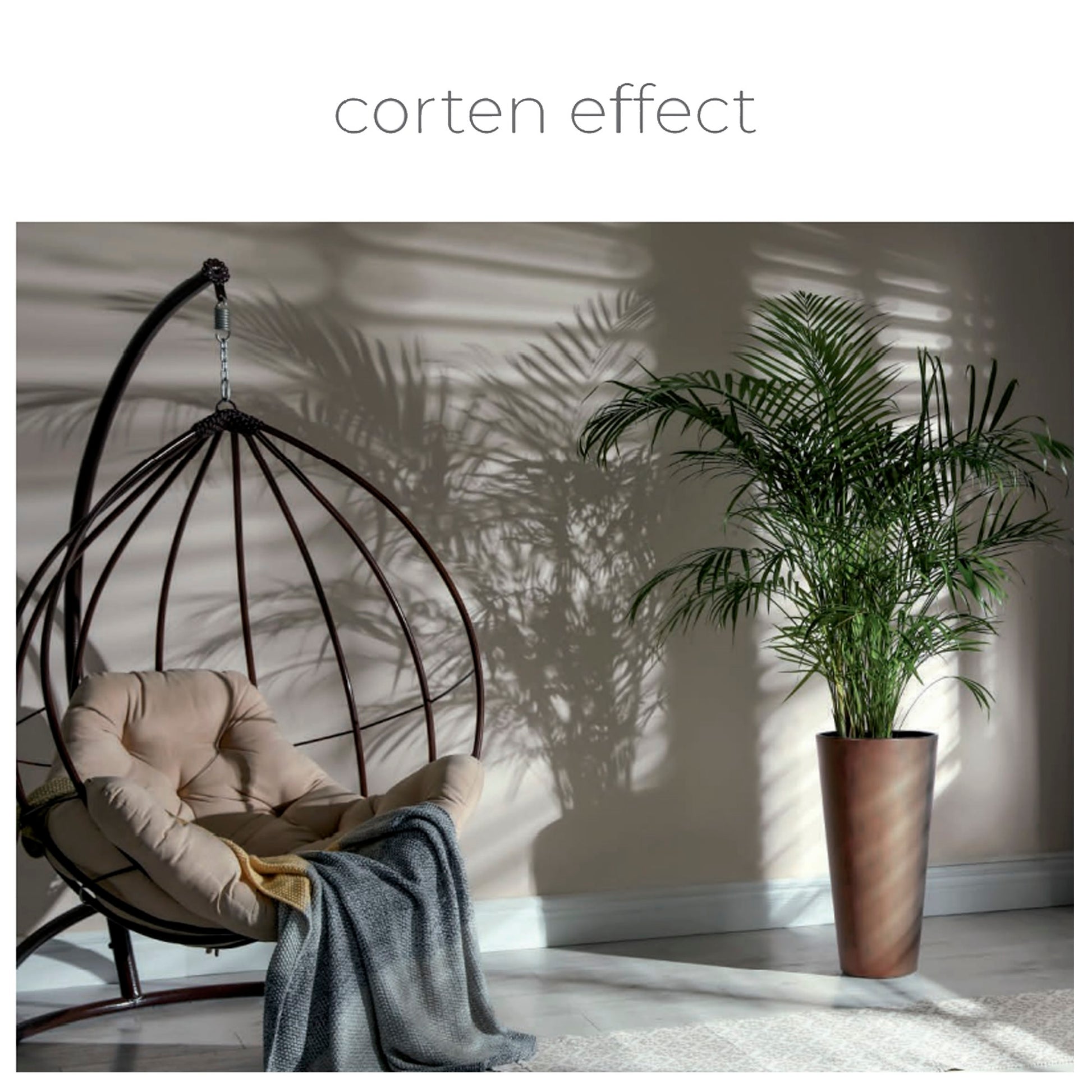 Maceta Tubus Slim Corten 15,5l., Dimensiones (mm) 250x250x476, Color Cobre