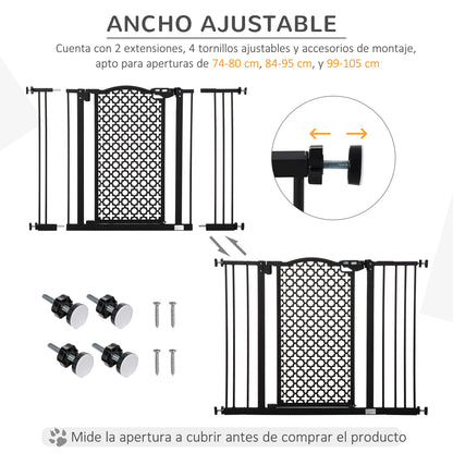 Pawhut Barrera De Seguridad De Perros Puertas Escaleras 74-105 Cm 2 Extensiones_5