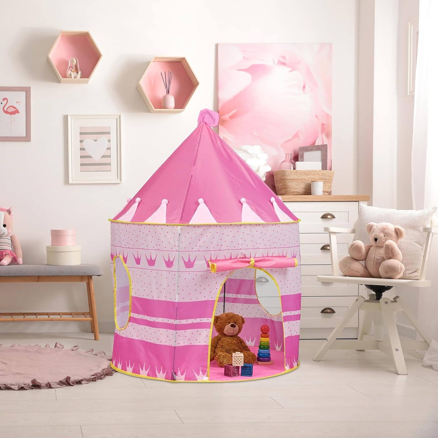 Well Home Tienda De Juego De Castillo De Princesa Rosa Ø105x125cm_3