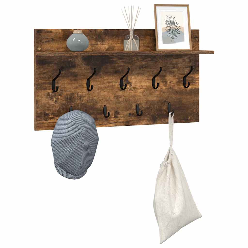 Perchero De Pared Con Estante Roble Ahumado 80 X 40 X 12 Cm_2