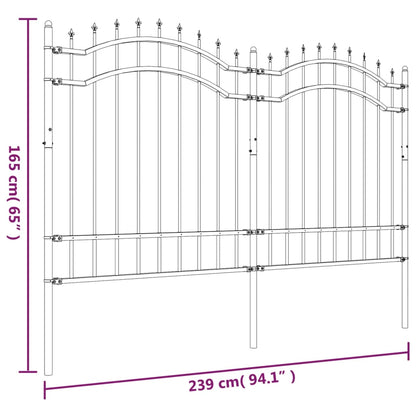 Valla De Jardín Con Punta De Lanza Acero Recubierto Negro 165cm / Vetonek_5