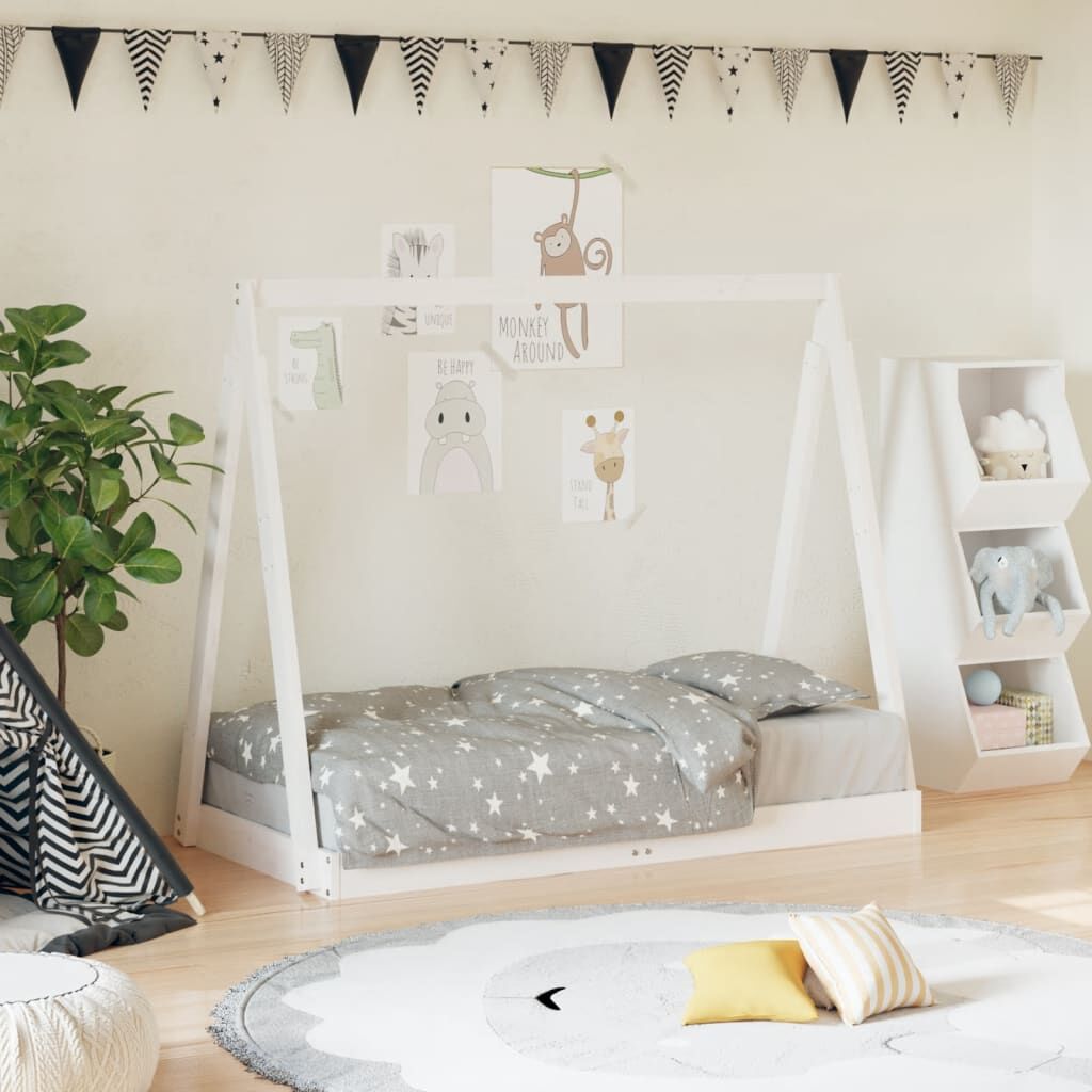 Vidaxl Estructura De Cama Para Niños Madera De Pino Blanco 70x140 Cm_1