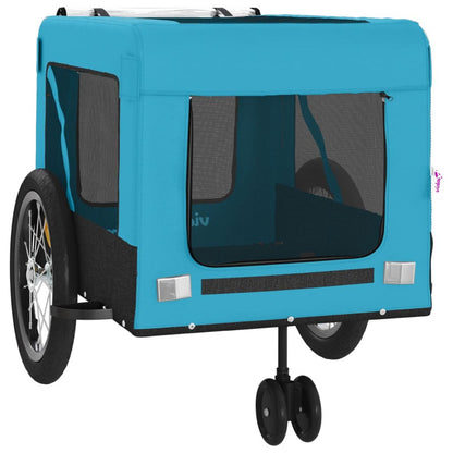 Vidaxl Remolque De Bicicleta Mascotas Hierro Tela Oxford Azul Negro_5
