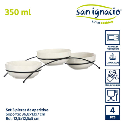 Set 3 Bols Porcelana Blanca Redondos 350 Colección Vessia