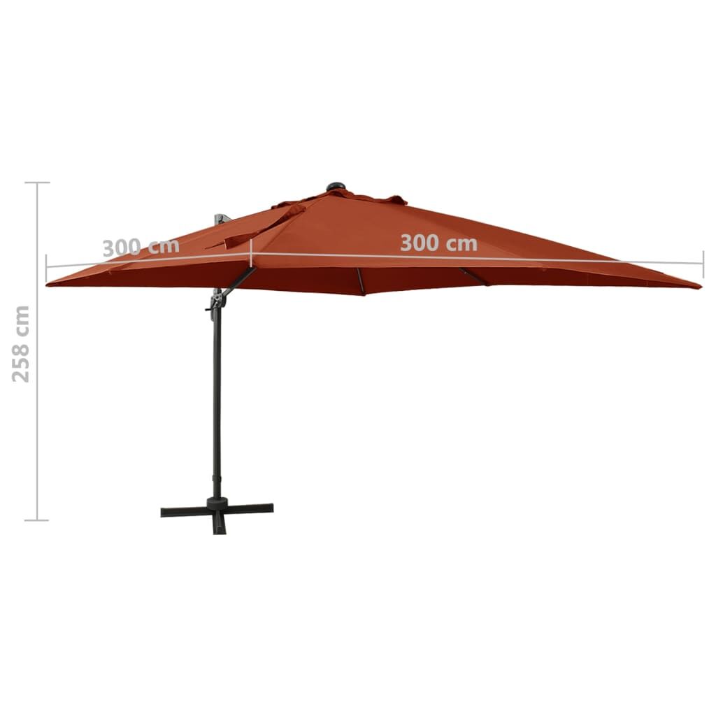 Vidaxl Sombrilla Jardín Voladiza Con Palo Y Luces Led Terracota 300 Cm_2