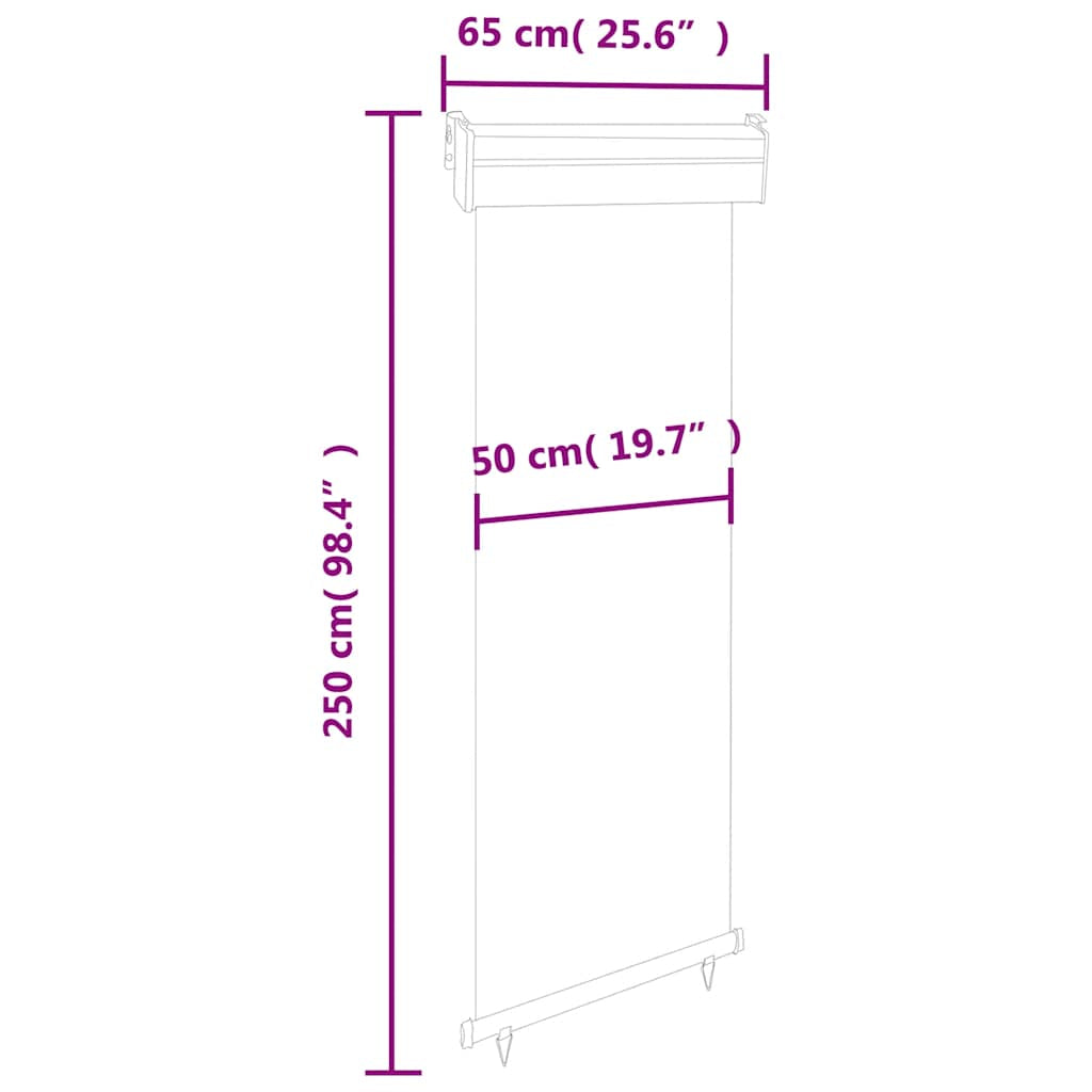 Vidaxl Toldo Lateral De Balcón Negro 65x250 Cm_2