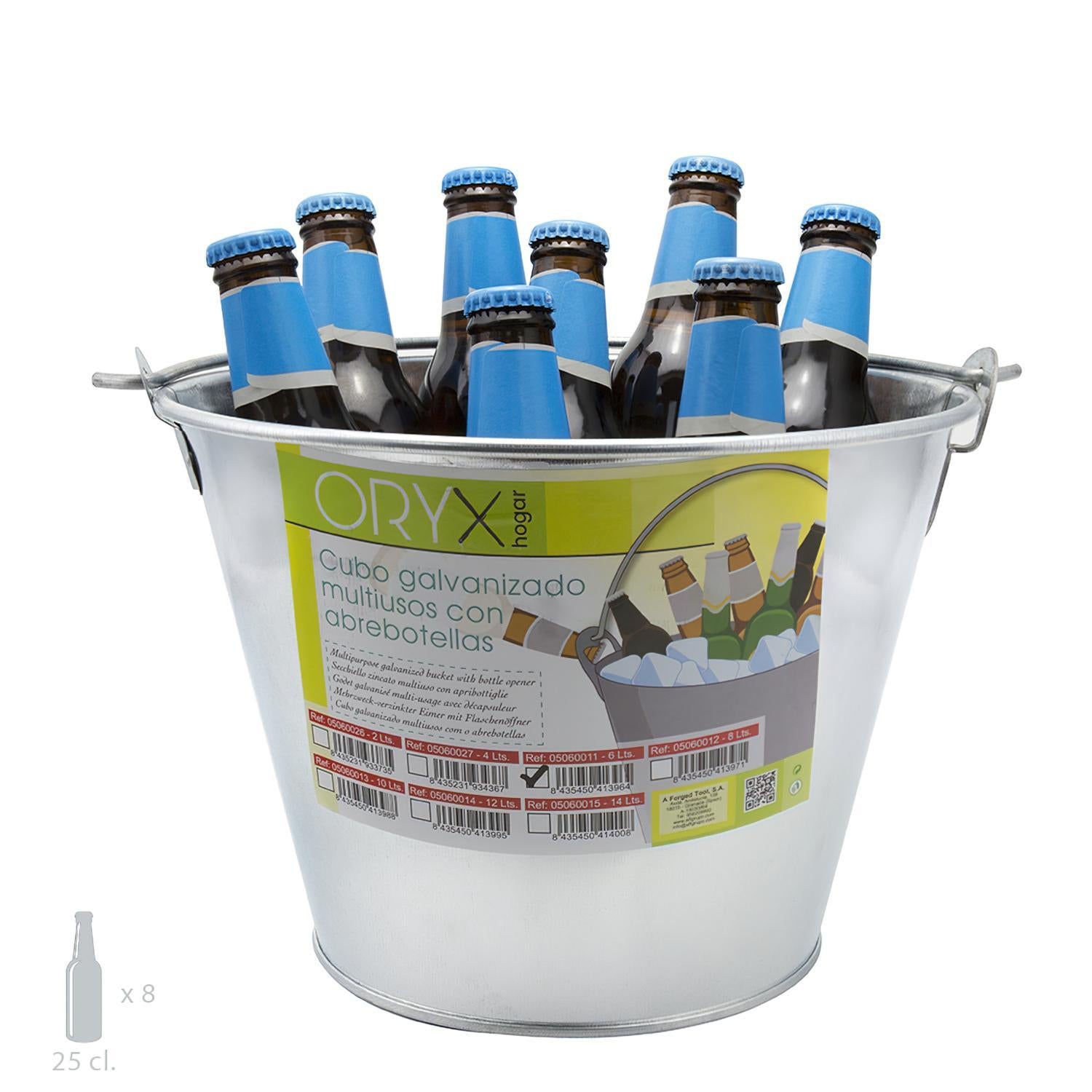 Cubo Zinc Metal Galvanizado Multiusos  6 Litros 26 X 17 X 19 (alt.) Cm. Con Abre Botellas_1