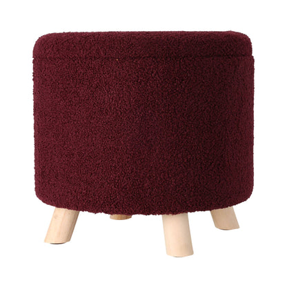 Well Home Taburete De Almacenamiento 100% Poliéster Ø40x37cm De 18l Color Burdeos_0