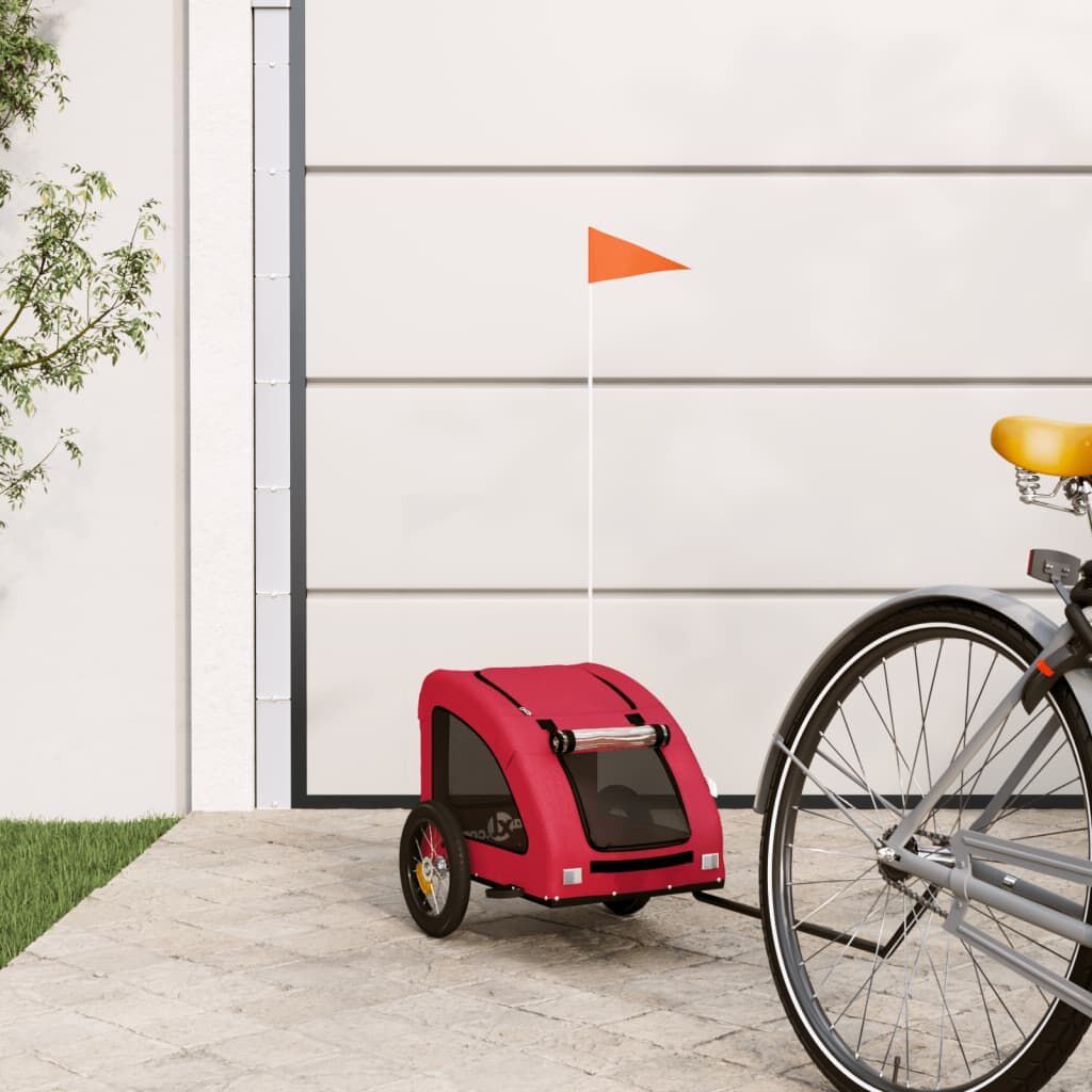 Vidaxl Remolque De Bicicleta Mascotas Hierro Tela Oxford Rojo_1