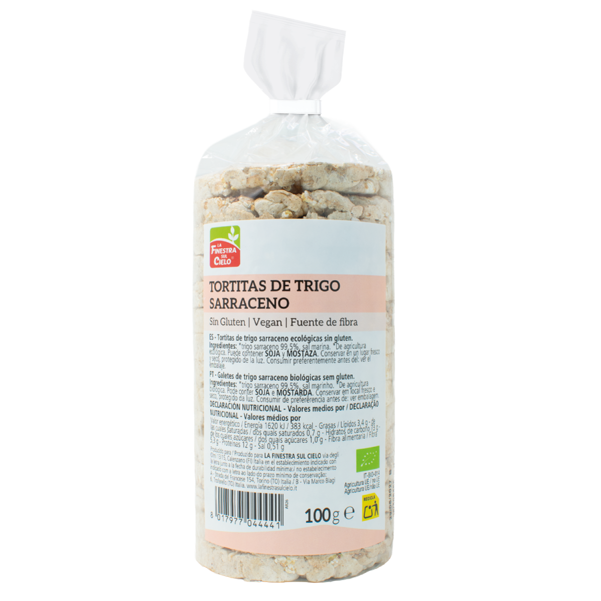 Tortitas de trigo sarraceno con sal y sin gluten BIO La Finestra Sul Cielo 100 g