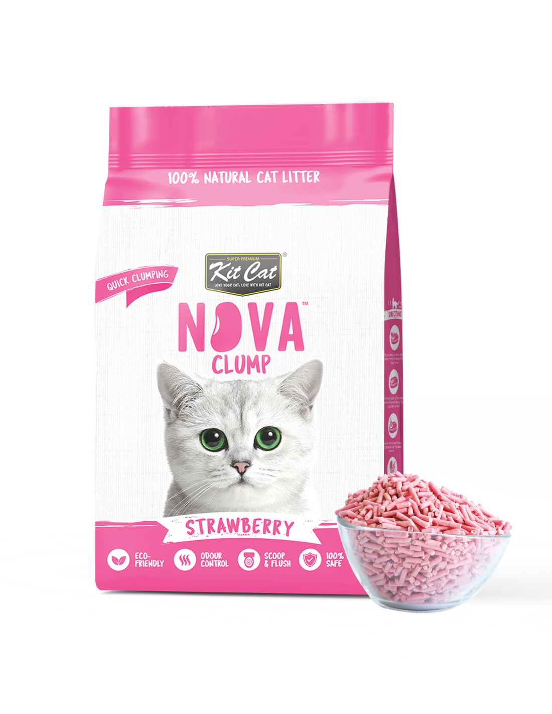 Kit Cat Arena Eco Nova - Strawberry 7 L Arena para gatos