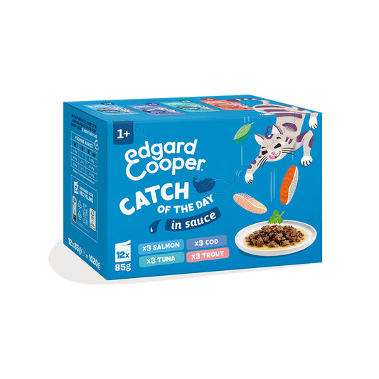 Sobres de comida húmeda para gatos Captura del Día Selección de Pescado en Salsa | Edgard & Cooper 85 g